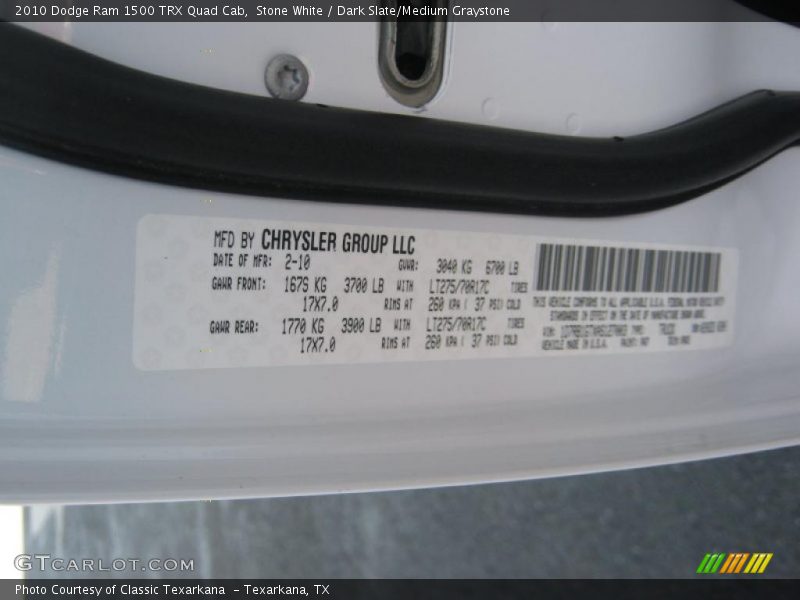 Stone White / Dark Slate/Medium Graystone 2010 Dodge Ram 1500 TRX Quad Cab