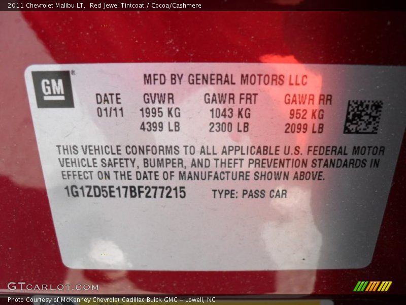Red Jewel Tintcoat / Cocoa/Cashmere 2011 Chevrolet Malibu LT