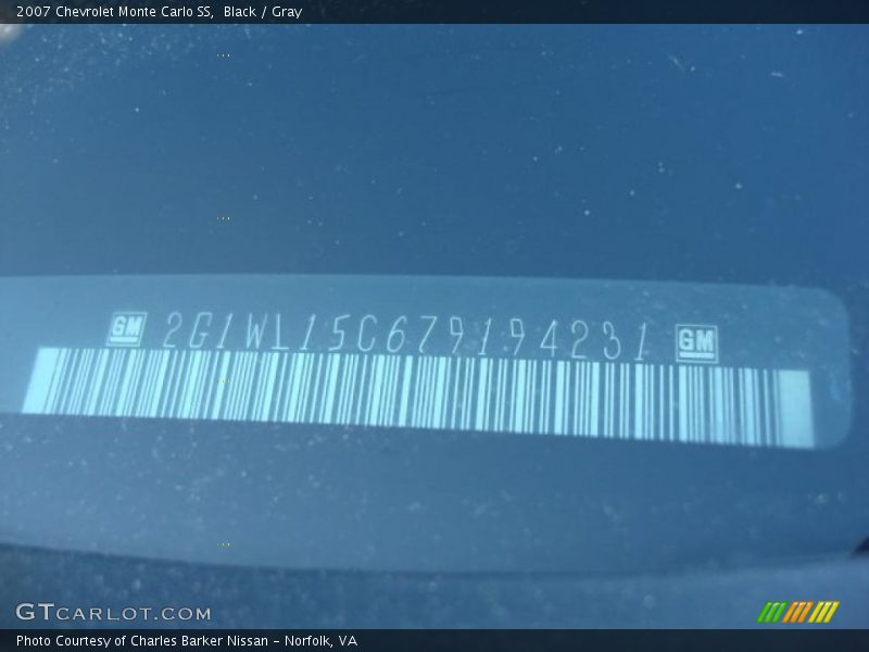 Black / Gray 2007 Chevrolet Monte Carlo SS