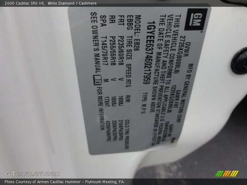 White Diamond / Cashmere 2006 Cadillac SRX V6