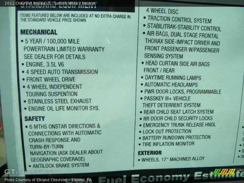 Summit White / Neutral 2011 Chevrolet Impala LT