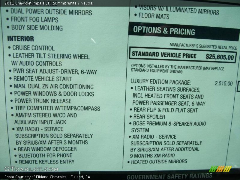 Summit White / Neutral 2011 Chevrolet Impala LT