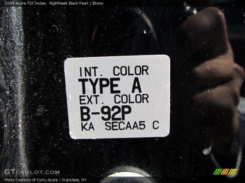 Nighthawk Black Pearl / Ebony 2004 Acura TSX Sedan