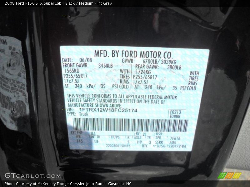 Black / Medium Flint Grey 2008 Ford F150 STX SuperCab