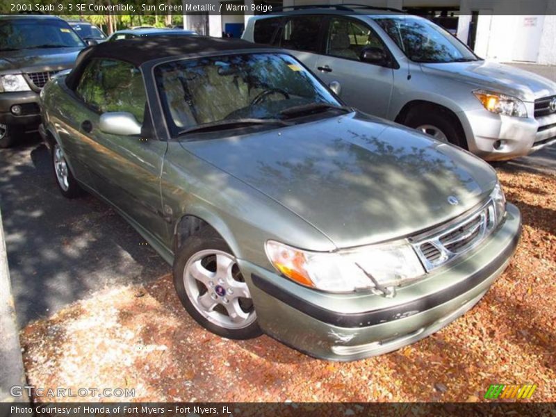 Sun Green Metallic / Warm Beige 2001 Saab 9-3 SE Convertible