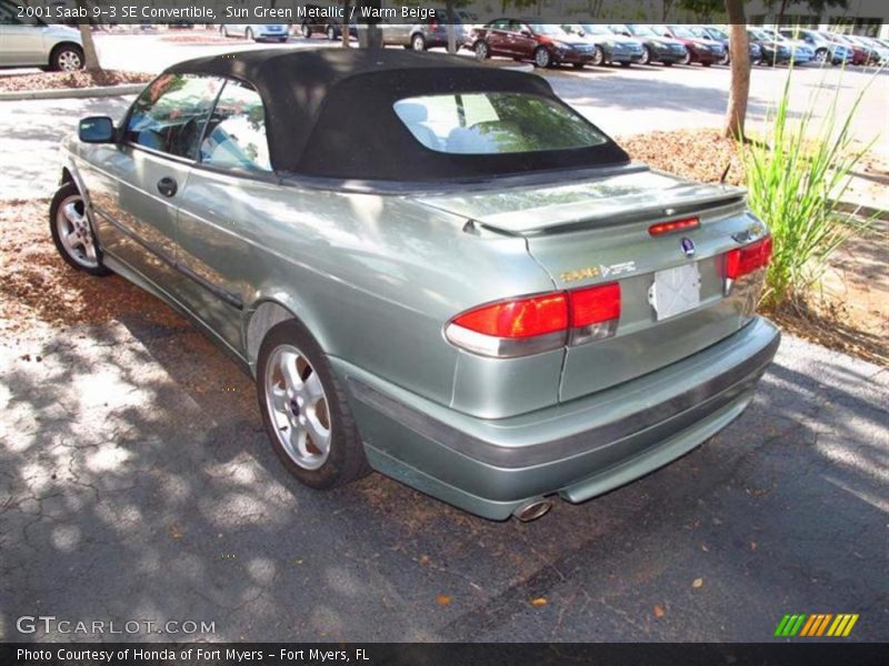Sun Green Metallic / Warm Beige 2001 Saab 9-3 SE Convertible