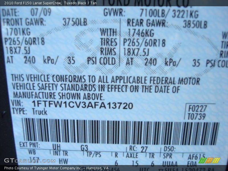 Tuxedo Black / Tan 2010 Ford F150 Lariat SuperCrew