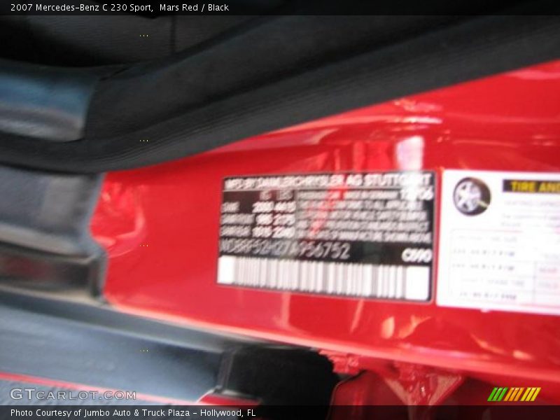 Mars Red / Black 2007 Mercedes-Benz C 230 Sport