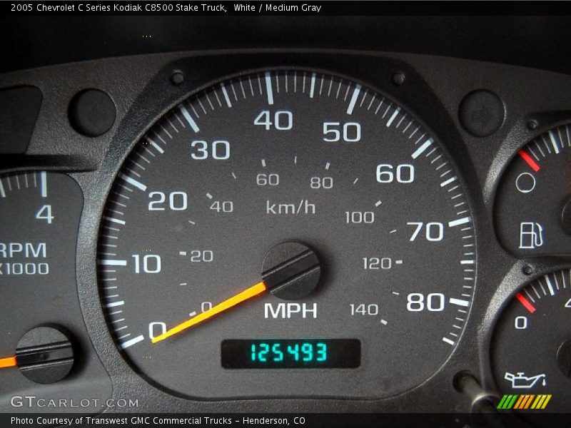 White / Medium Gray 2005 Chevrolet C Series Kodiak C8500 Stake Truck