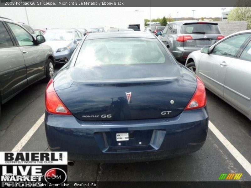 Midnight Blue Metallic / Ebony Black 2008 Pontiac G6 GT Coupe