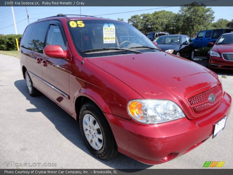 Ruby Red Metallic / Gray 2005 Kia Sedona LX