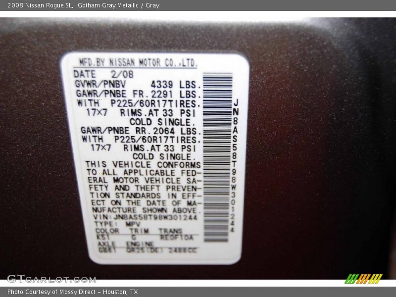 Gotham Gray Metallic / Gray 2008 Nissan Rogue SL