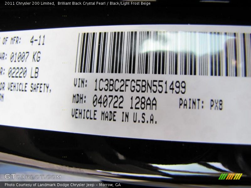 Brilliant Black Crystal Pearl / Black/Light Frost Beige 2011 Chrysler 200 Limited