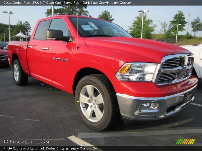 Flame Red / Dark Slate Gray/Medium Graystone 2011 Dodge Ram 1500 SLT Quad Cab