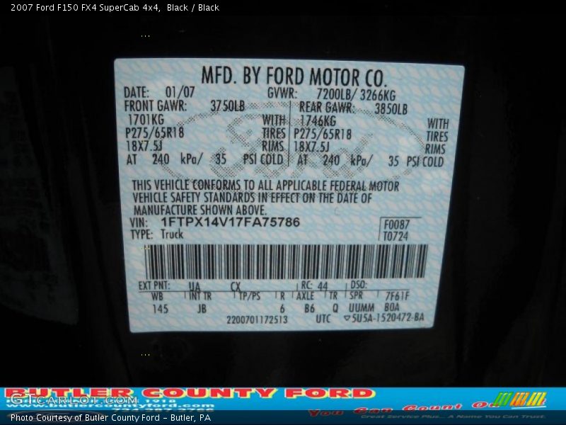 Black / Black 2007 Ford F150 FX4 SuperCab 4x4