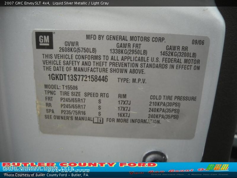 Liquid Silver Metallic / Light Gray 2007 GMC Envoy SLT 4x4