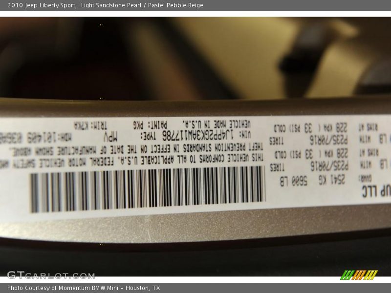 Light Sandstone Pearl / Pastel Pebble Beige 2010 Jeep Liberty Sport