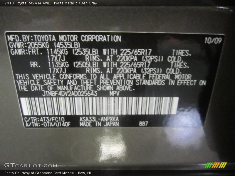 Pyrite Metallic / Ash Gray 2010 Toyota RAV4 I4 4WD