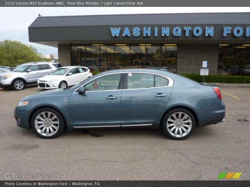 Steel Blue Metallic / Light Camel/Olive Ash 2010 Lincoln MKS EcoBoost AWD