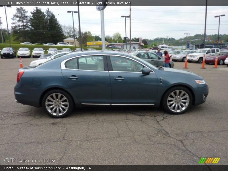 Steel Blue Metallic / Light Camel/Olive Ash 2010 Lincoln MKS EcoBoost AWD