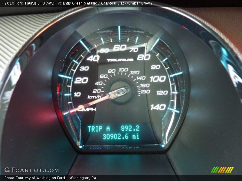 Atlantis Green Metallic / Charcoal Black/Umber Brown 2010 Ford Taurus SHO AWD