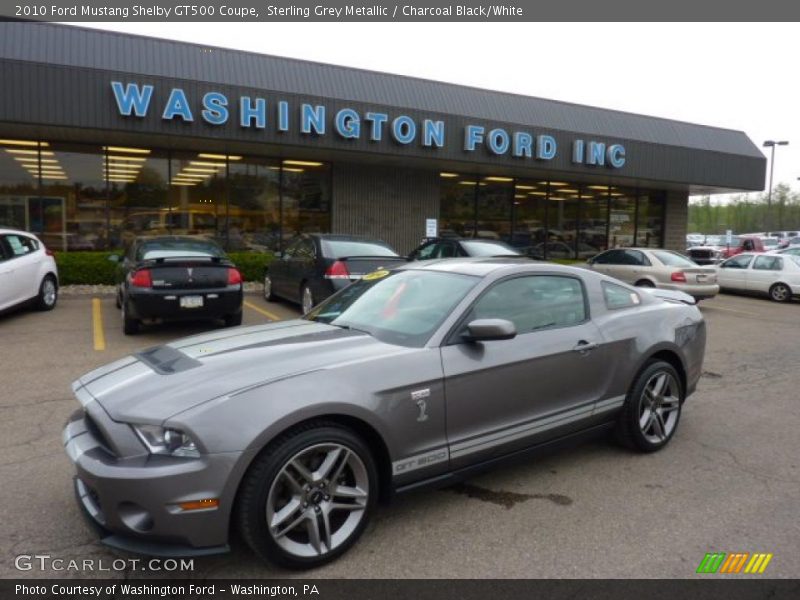 Sterling Grey Metallic / Charcoal Black/White 2010 Ford Mustang Shelby GT500 Coupe