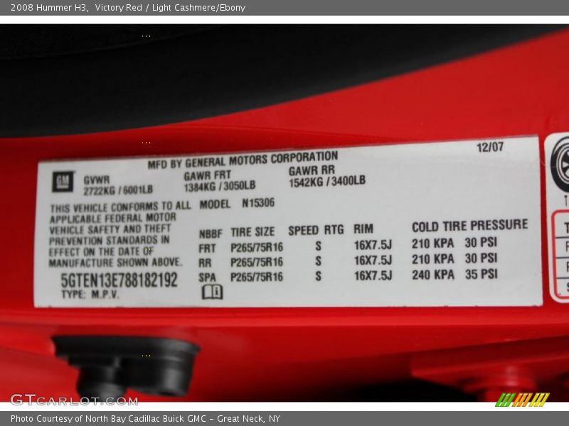 Victory Red / Light Cashmere/Ebony 2008 Hummer H3