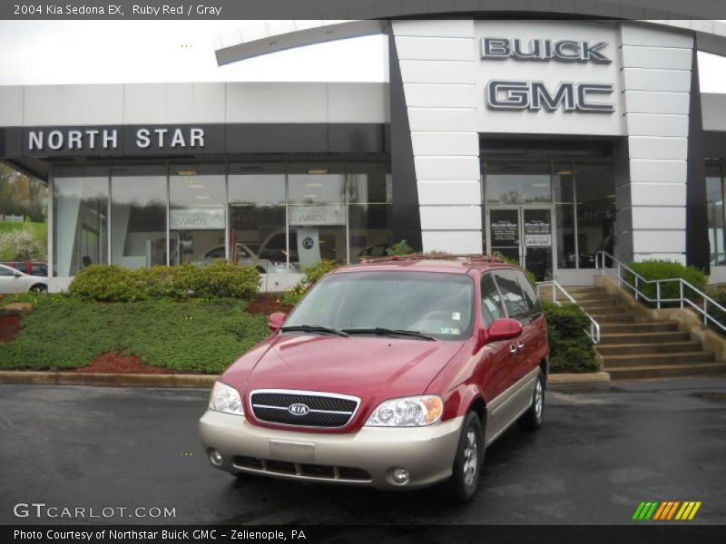 Ruby Red / Gray 2004 Kia Sedona EX