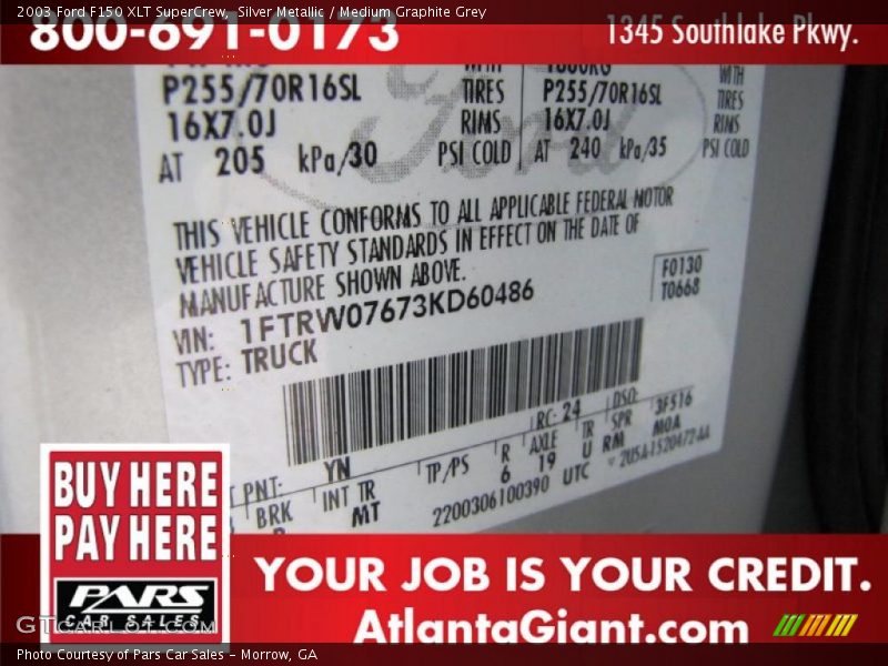Silver Metallic / Medium Graphite Grey 2003 Ford F150 XLT SuperCrew