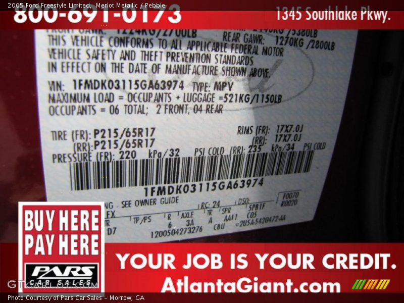 Merlot Metallic / Pebble 2005 Ford Freestyle Limited