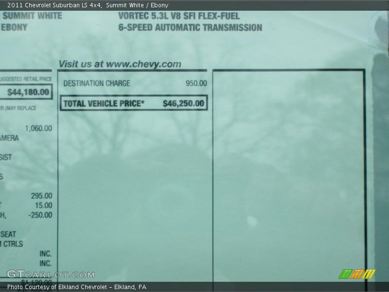  2011 Suburban LS 4x4 Window Sticker
