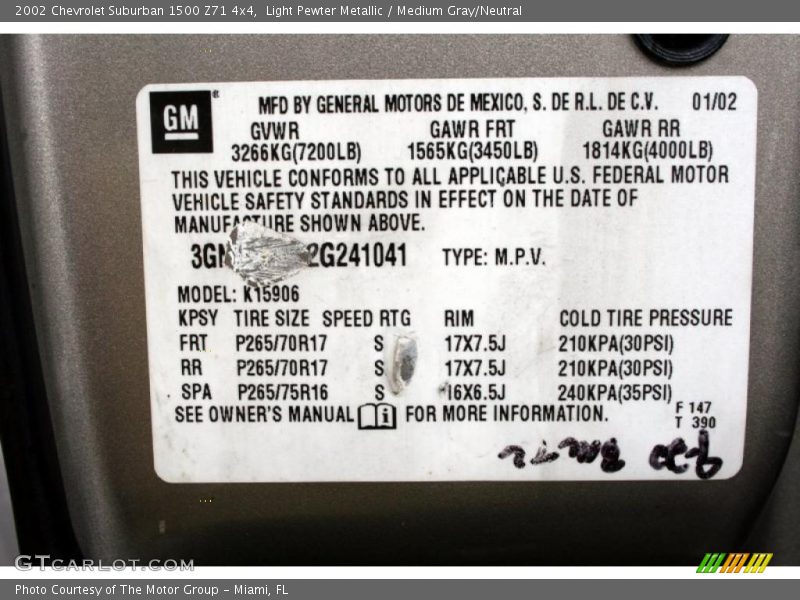 Light Pewter Metallic / Medium Gray/Neutral 2002 Chevrolet Suburban 1500 Z71 4x4