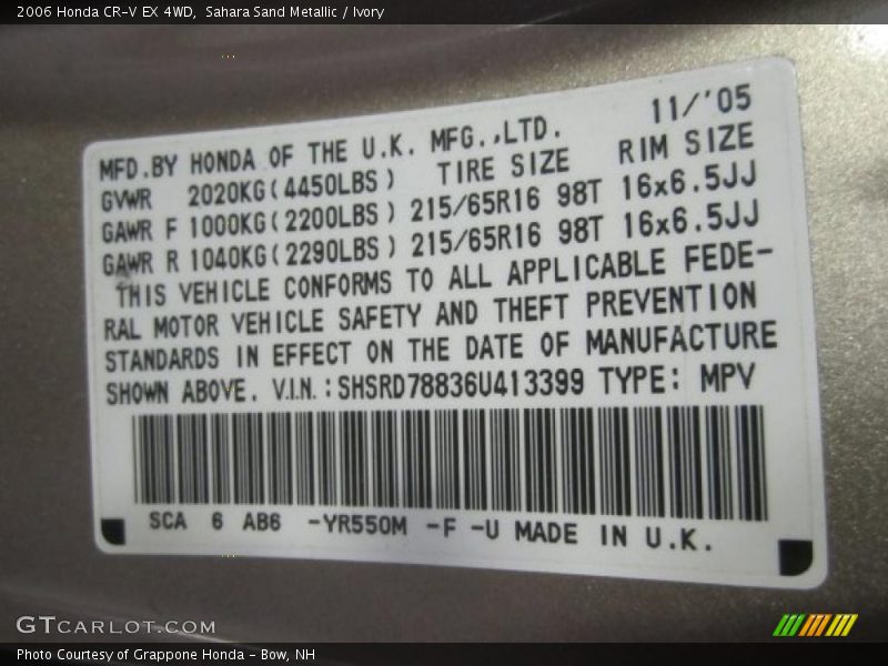 Sahara Sand Metallic / Ivory 2006 Honda CR-V EX 4WD