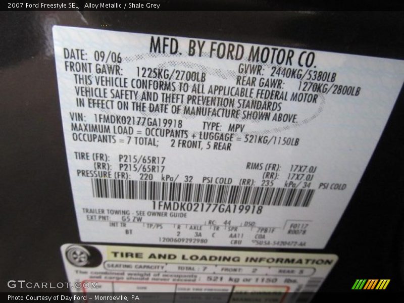 Alloy Metallic / Shale Grey 2007 Ford Freestyle SEL