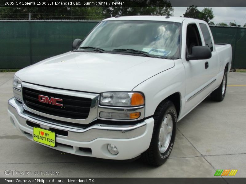 Summit White / Pewter 2005 GMC Sierra 1500 SLT Extended Cab