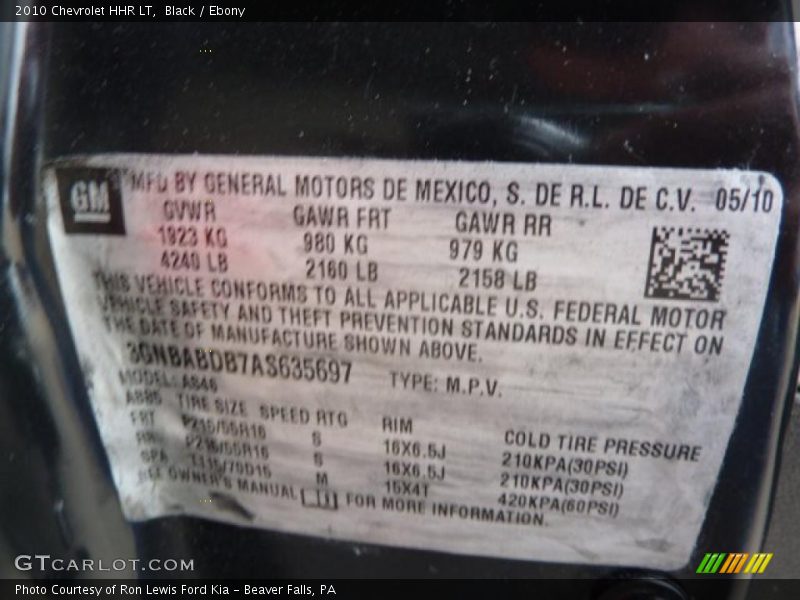 Black / Ebony 2010 Chevrolet HHR LT