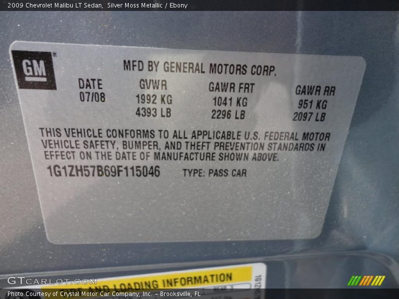 Silver Moss Metallic / Ebony 2009 Chevrolet Malibu LT Sedan