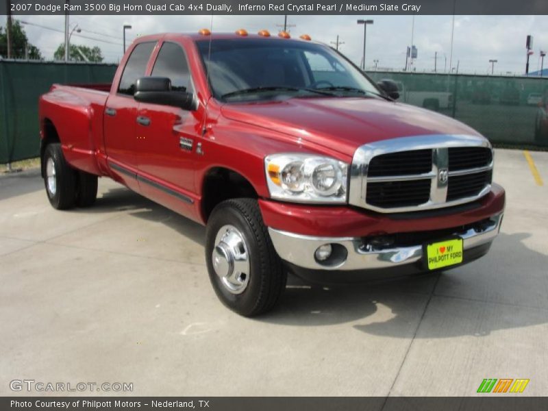 Inferno Red Crystal Pearl / Medium Slate Gray 2007 Dodge Ram 3500 Big Horn Quad Cab 4x4 Dually