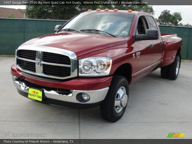 Inferno Red Crystal Pearl / Medium Slate Gray 2007 Dodge Ram 3500 Big Horn Quad Cab 4x4 Dually
