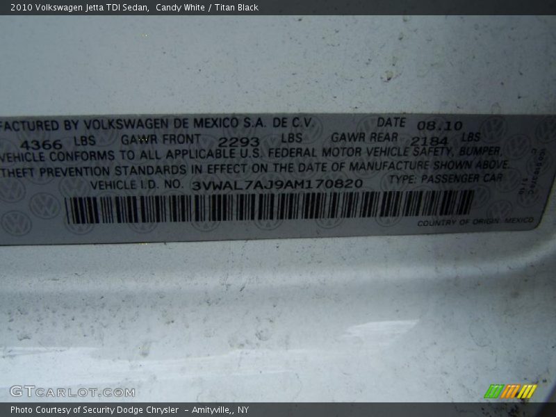 Candy White / Titan Black 2010 Volkswagen Jetta TDI Sedan