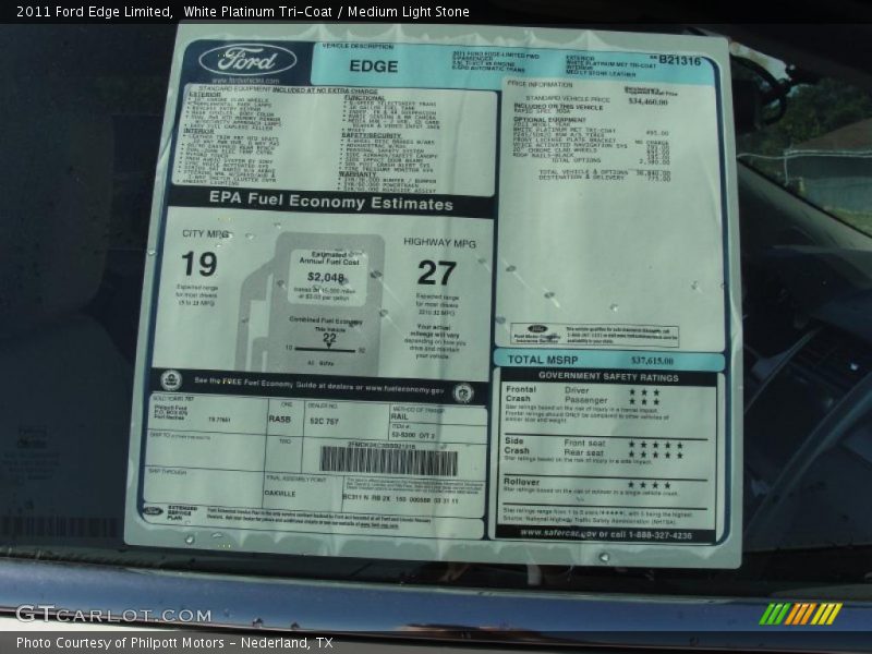 White Platinum Tri-Coat / Medium Light Stone 2011 Ford Edge Limited