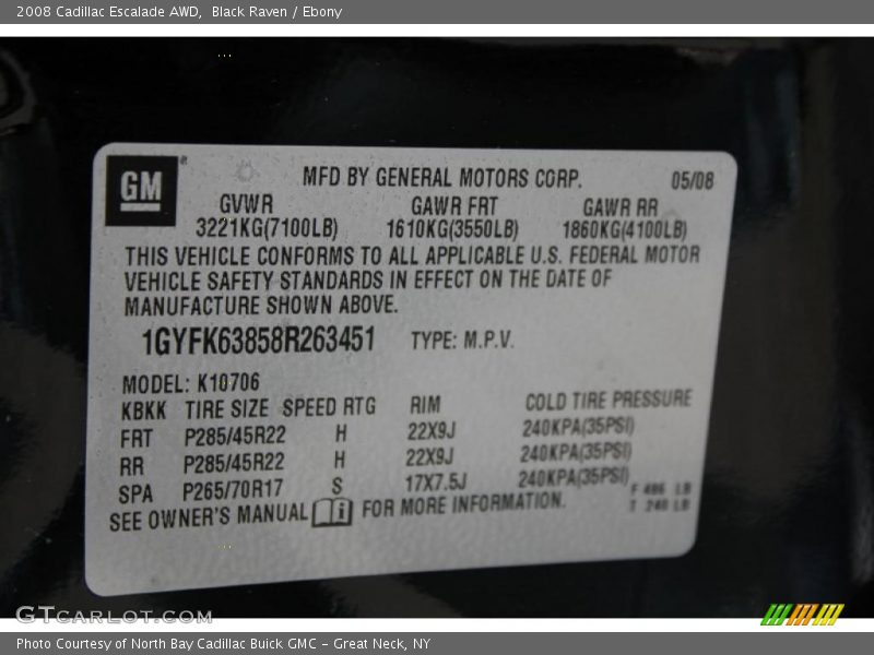 Black Raven / Ebony 2008 Cadillac Escalade AWD