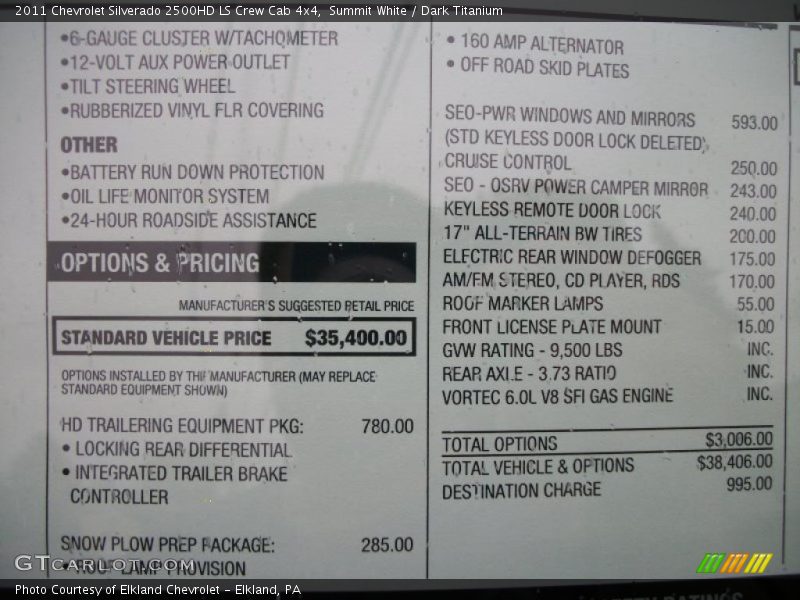 Summit White / Dark Titanium 2011 Chevrolet Silverado 2500HD LS Crew Cab 4x4