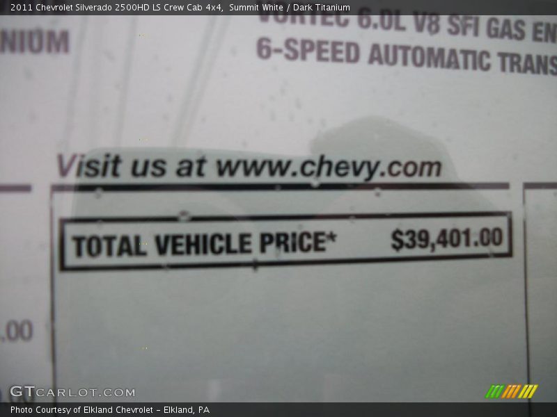 Summit White / Dark Titanium 2011 Chevrolet Silverado 2500HD LS Crew Cab 4x4