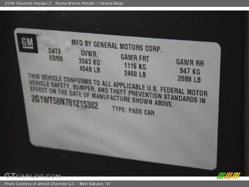Mocha Bronze Metallic / Neutral Beige 2008 Chevrolet Impala LT