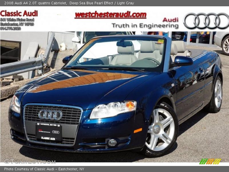 Deep Sea Blue Pearl Effect / Light Gray 2008 Audi A4 2.0T quattro Cabriolet