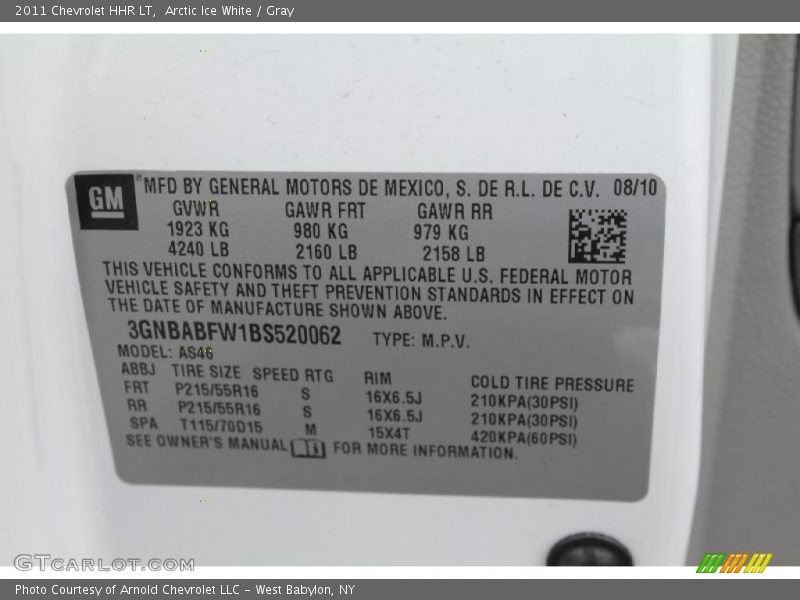 Arctic Ice White / Gray 2011 Chevrolet HHR LT