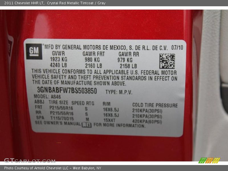 Crystal Red Metallic Tintcoat / Gray 2011 Chevrolet HHR LT