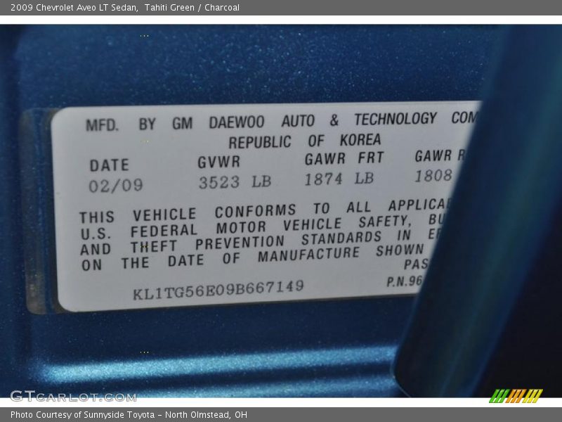 Tahiti Green / Charcoal 2009 Chevrolet Aveo LT Sedan