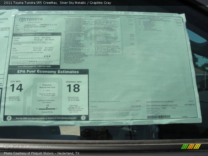 Silver Sky Metallic / Graphite Gray 2011 Toyota Tundra SR5 CrewMax